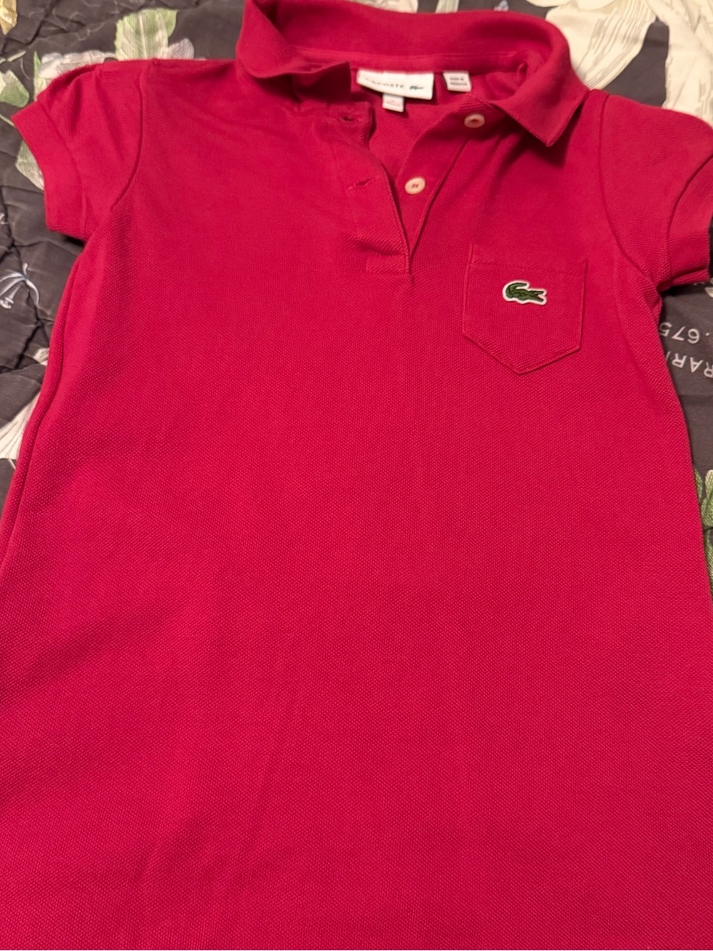 Lacoste Girls' Raspberry Dress with Chest Pocket Size 6 New No Tag